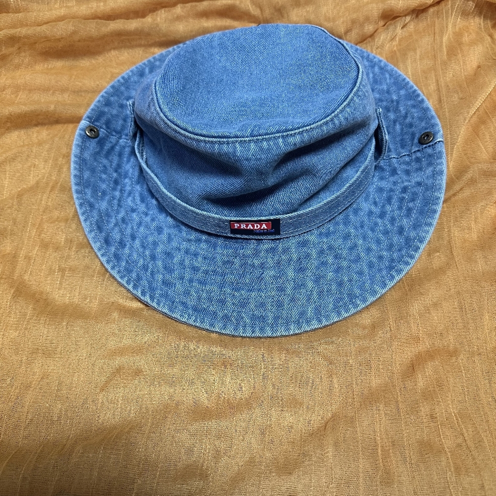 NWT!! Prada Denim Blue Bucket Hat Sun Hat